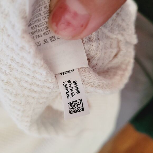 Aerie Sweater Womens XXS Beige Collared V-Neck Waffle Knit Oversized Long Sleeve - Picture 7 of 8